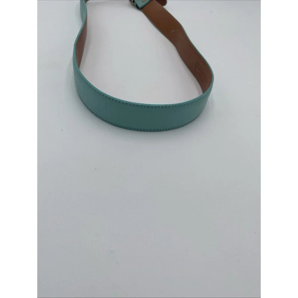 Vineyard Vines Mint Green Leather Belt Womens Sz L Silver Buckle 1 1/2